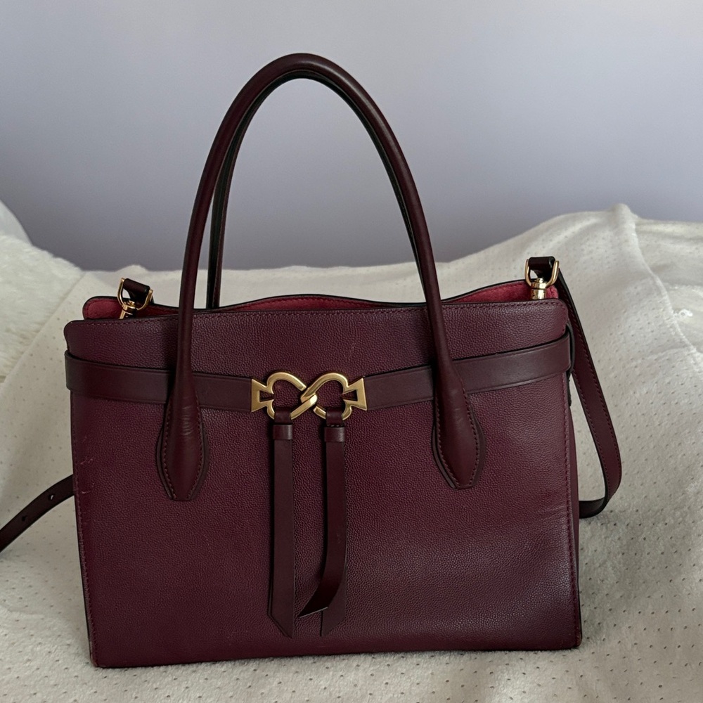 Kate Spade Maroon Satchel with Gold Accents